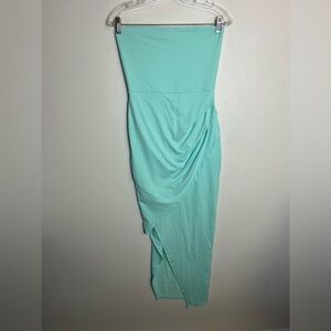 Susana Mónaco Elegant Aqua Blue Strapless Dress Size M Stretch Sexi Bodycon